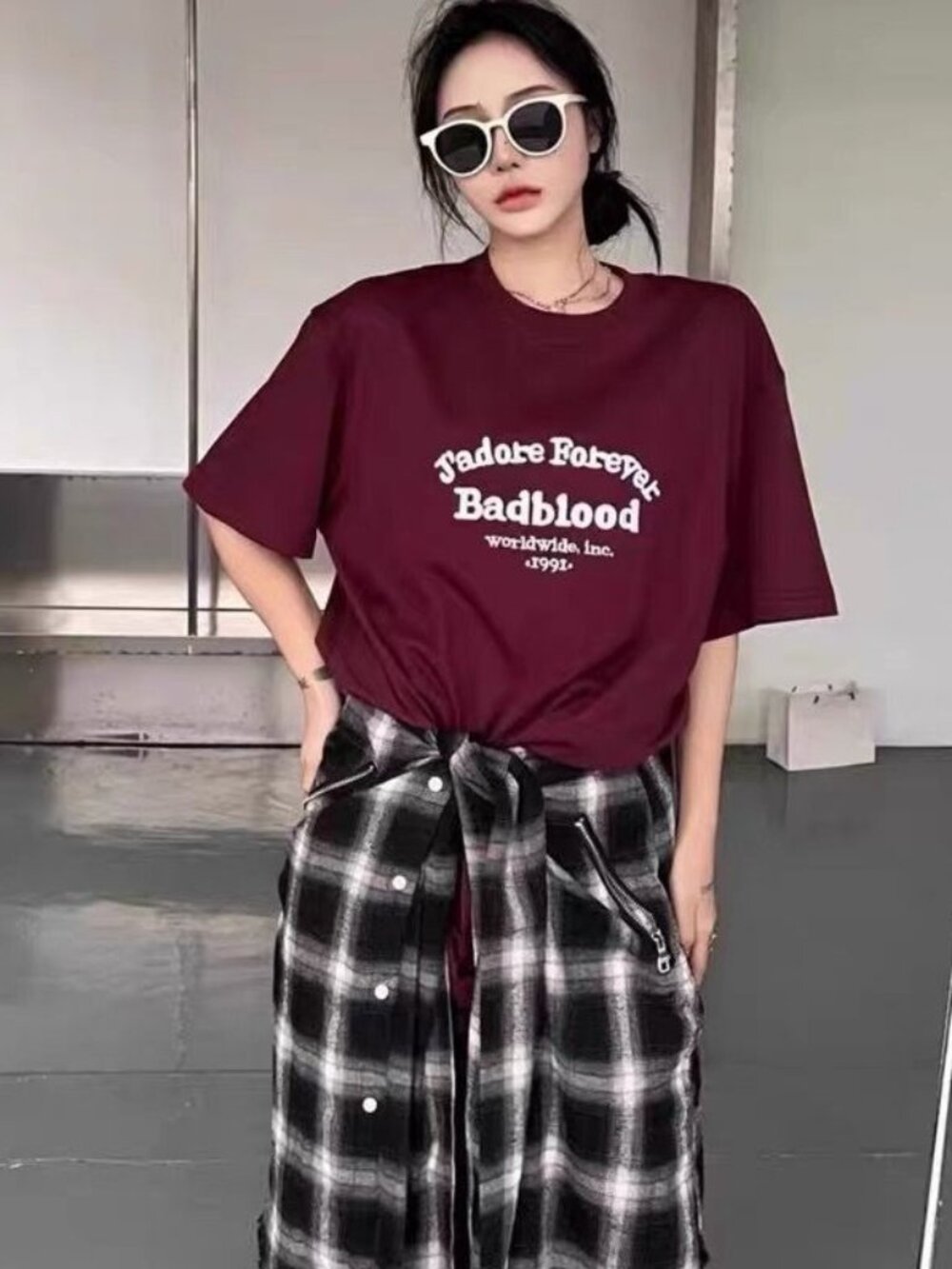 Badblood Burgundy Oversized Graphic Tee Small NWT